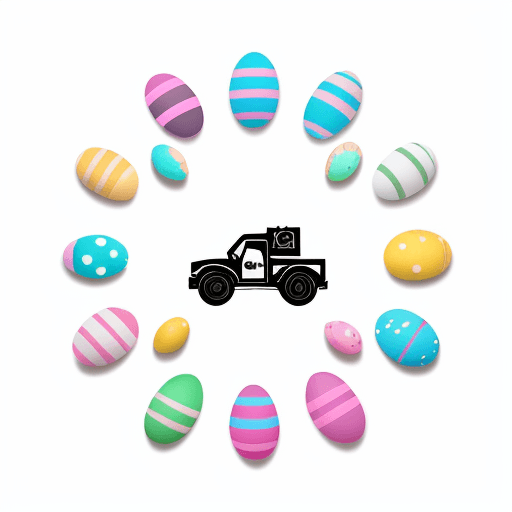 AI generated: minimalistic wide white heartbeat line 2d flat graphic featuring a small white monster truck silhoue...