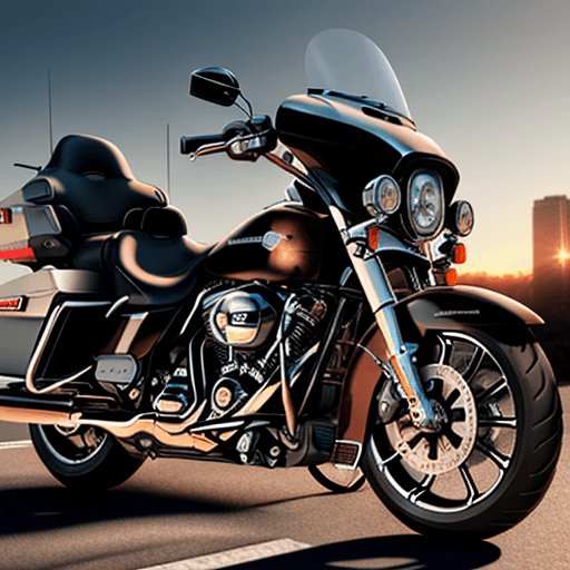 AI generated: picture ultra realistic biker on a harley davidson motorcycle on the road 66 sunset side view --ar 4...
