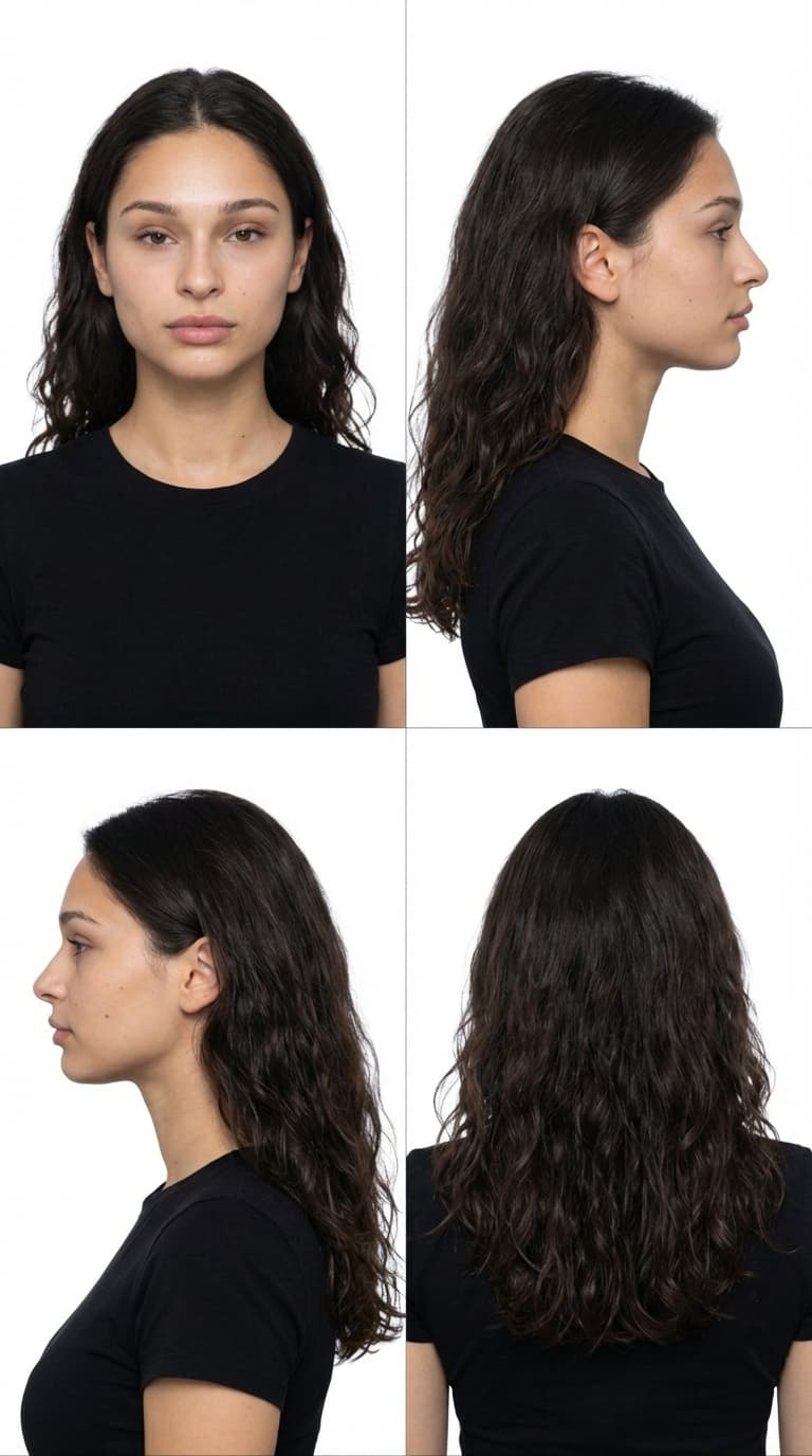 AI generated: Task: Transform the input photo into a clean multi-angle portrait sheet.

Instructions:

Create a st...