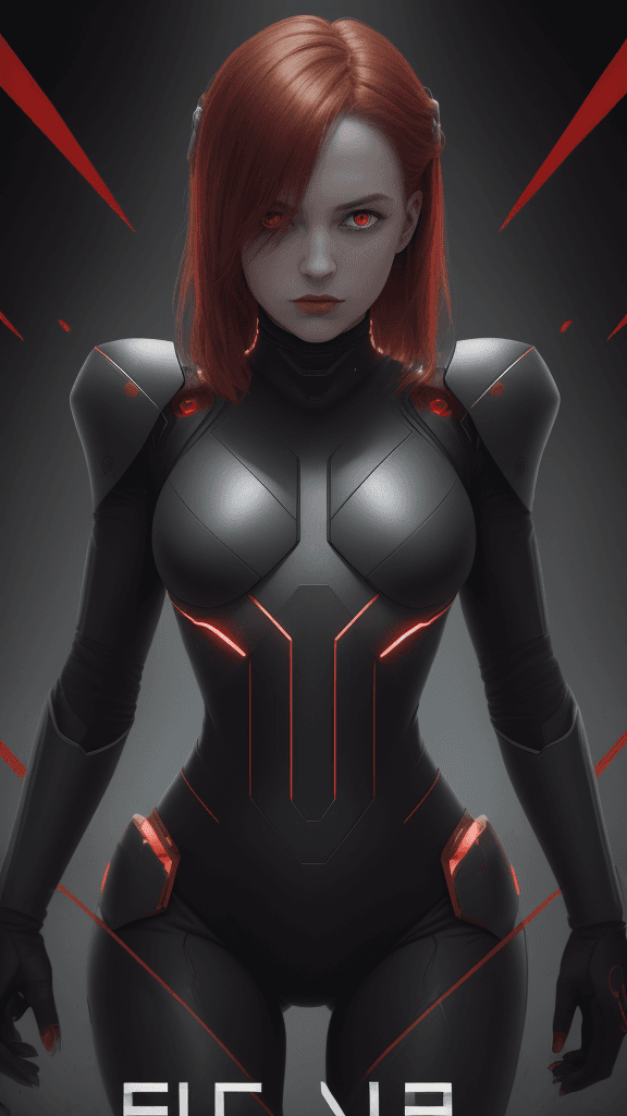 AI generated: 8k 16k(best quality, movie poster style), a android with (one red eye:1.2),(meaningful tech script w...