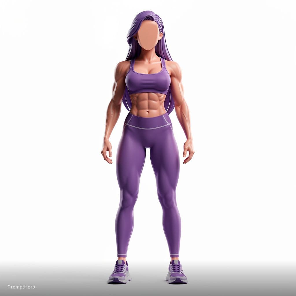 AI generated: A stylized, faceless, style vector 3d-female supermodel character, stands and shows her perfect figu...