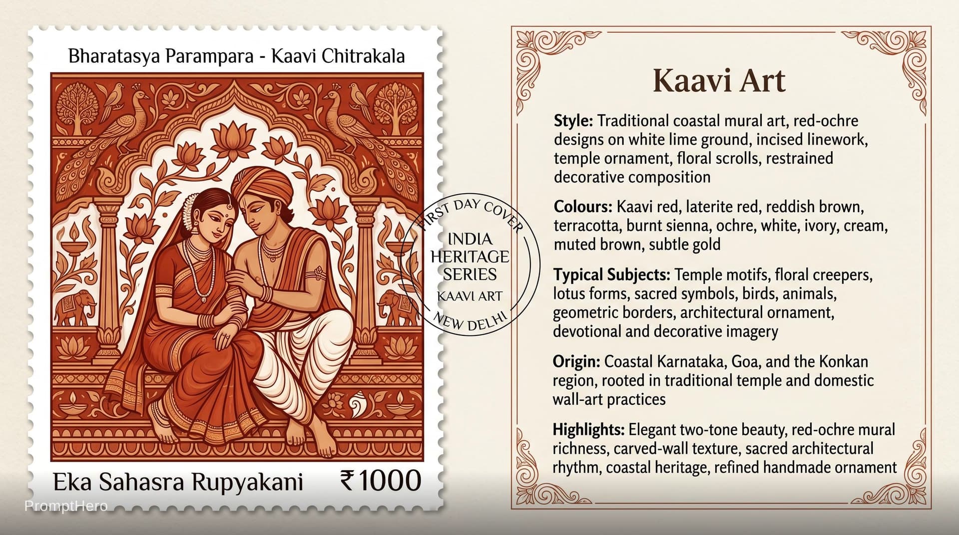 AI generated: Create a 16:9, 4K premium commemorative First Day Cover envelope inspired by India Post heritage des...