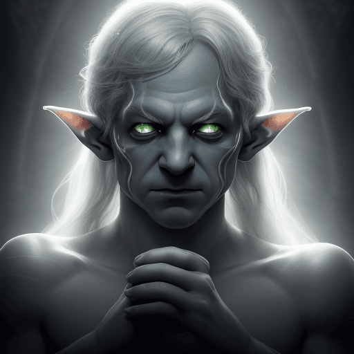 AI generated: A mysterious luminous imp, caught in a stark contrast between light and shadow, exudes an otherworld...