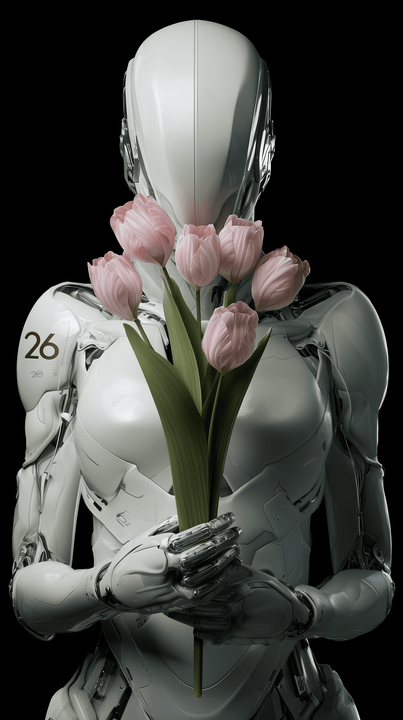 AI generated: conceptual photography, cyberpunk, front central view, upper-body, gaze to front, intricate humanoid...