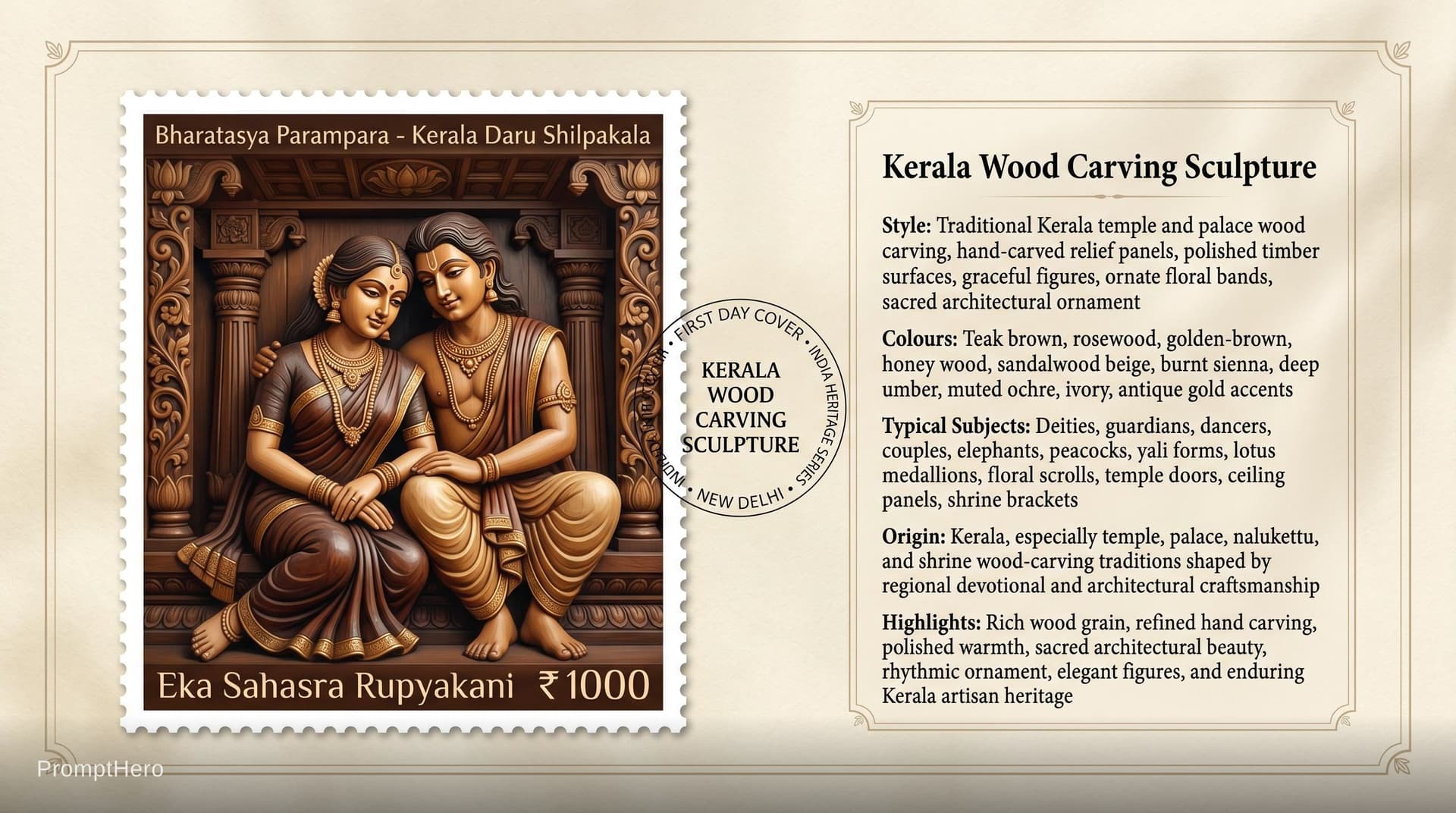 AI generated: Create a 16:9, 4K premium commemorative First Day Cover envelope inspired by India Post heritage des...