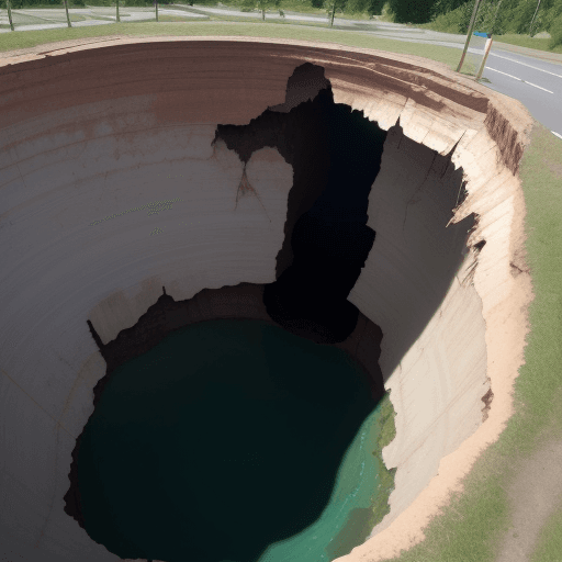 AI generated: sinkhole swallowing a town