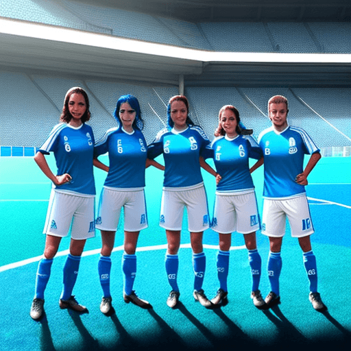 AI generated: Equipo de balocesto haciendo una gran jugada, luz brillante en la cancha, colores azules, blancos y ...