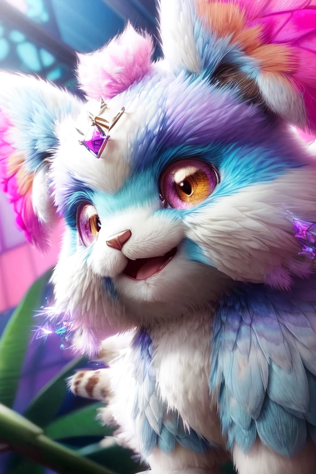 AI generated: high quality 3 d render hyperrealist very cute multipastel dotted fluffy tarantula cat hybrid with d...