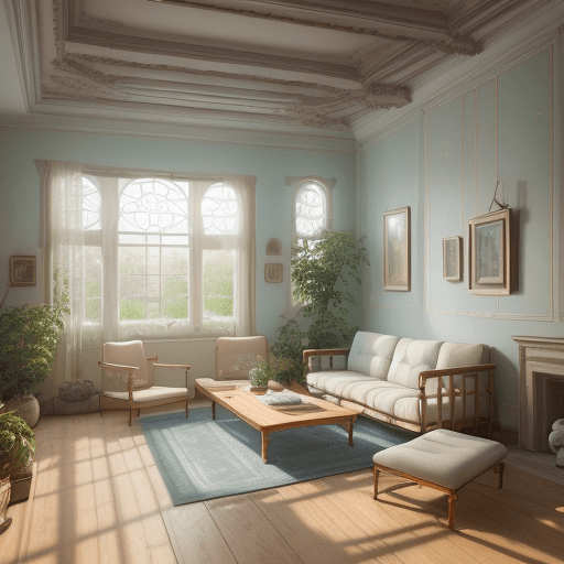 AI generated: High resolution photography interior design, dreamy sunken living room conversation pit, wooden floo...
