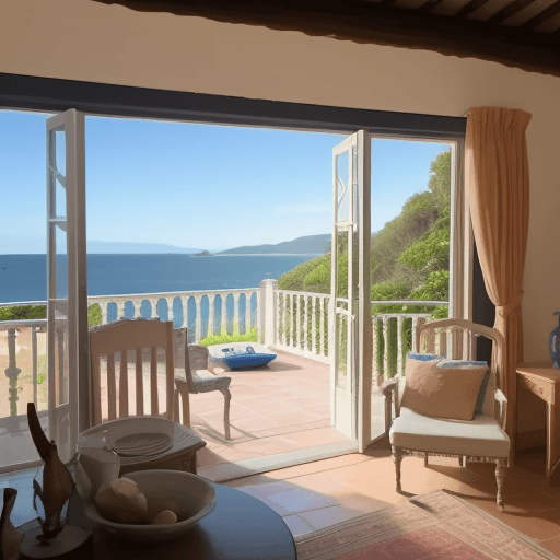 AI generated: big house with view to the sea
