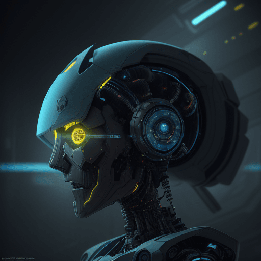 AI generated: rendering, side shot, falf-strange body with complex system equipment with hyper detail robot, gaze,...