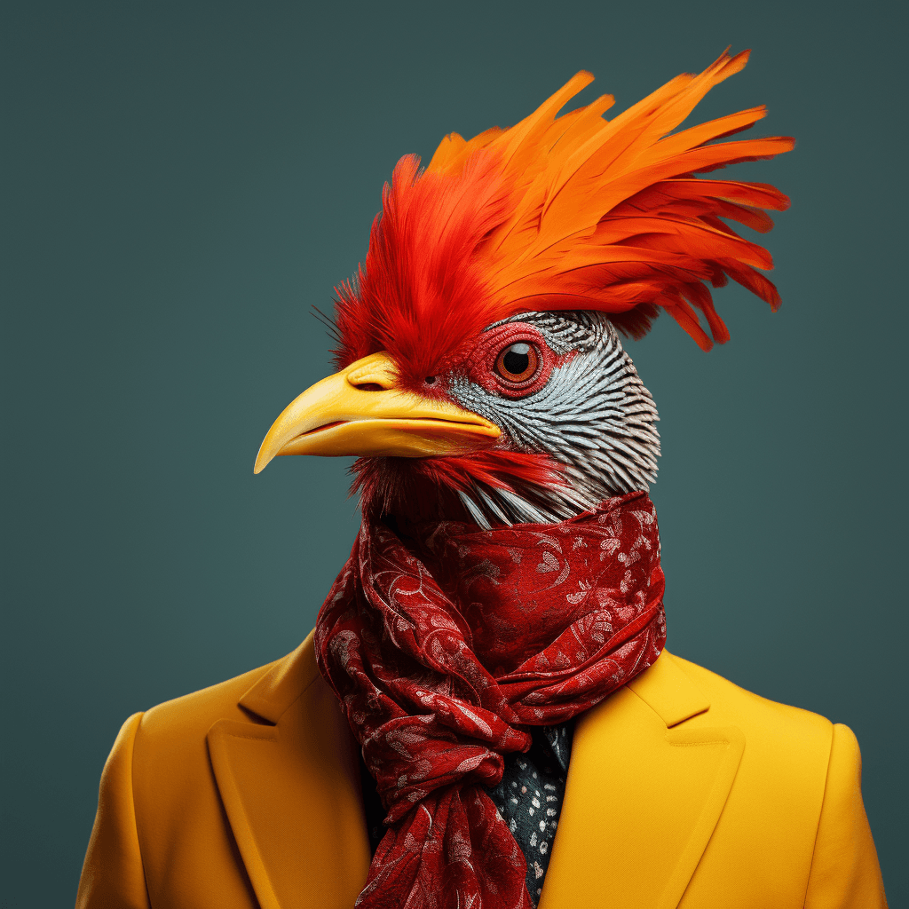 AI generated: Image that shows a bird, in the style of androgynous, bold and daring compositions, conceptual playl...