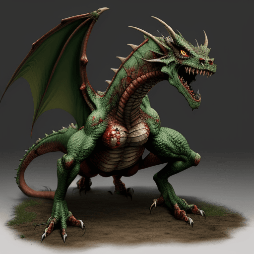 AI generated: zombie dragon, full body, realistic