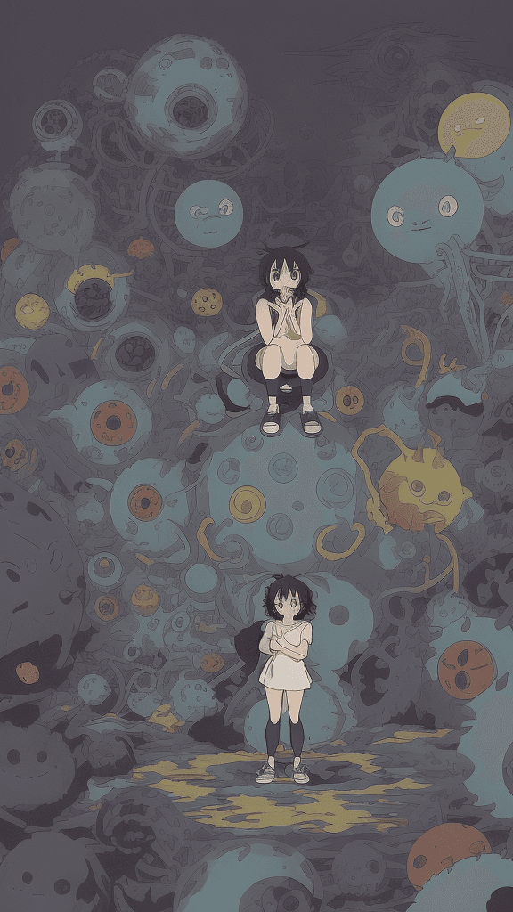 AI generated: one Studio Ghibli 16k4d rfktrstyle"In a disordered pose in a chaotic background" --chaos 45<lora:Vut...