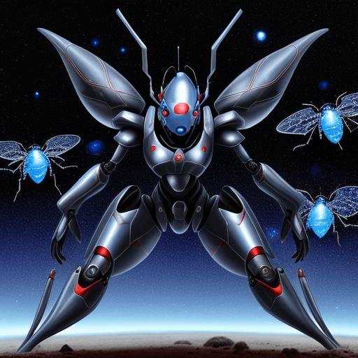 AI generated: 100 unit army, blue ant army group with silver armor invasion the planet, gun fire each other with r...