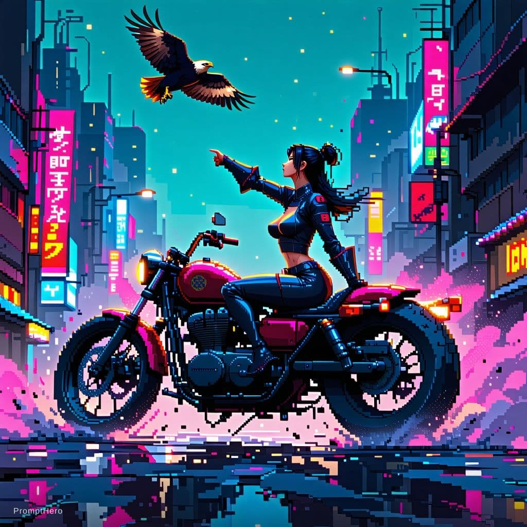 AI generated: anime artwork A master falconer signals to her bird circling high above, her traditional leather gea...
