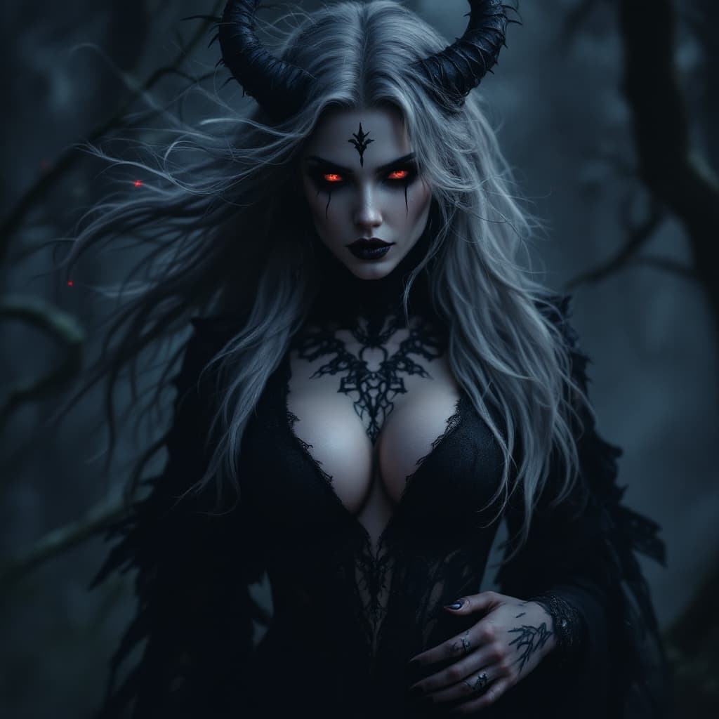 AI generated: a full body portrait of dark queen, dark fantasy randy theme, mystical, zoomed, Dark theme, underwor...