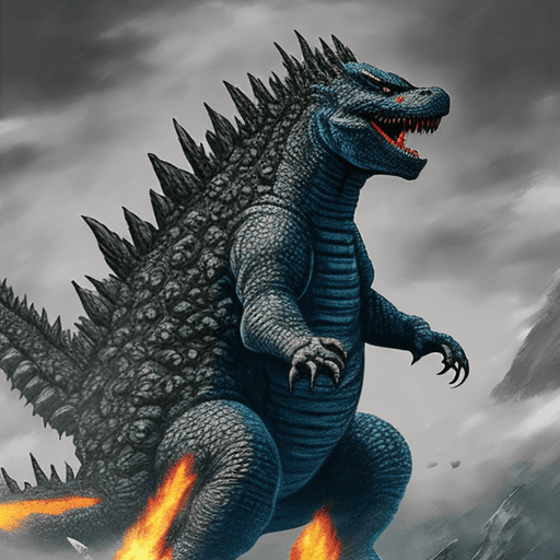 AI generated: Godzilla 2d art 
