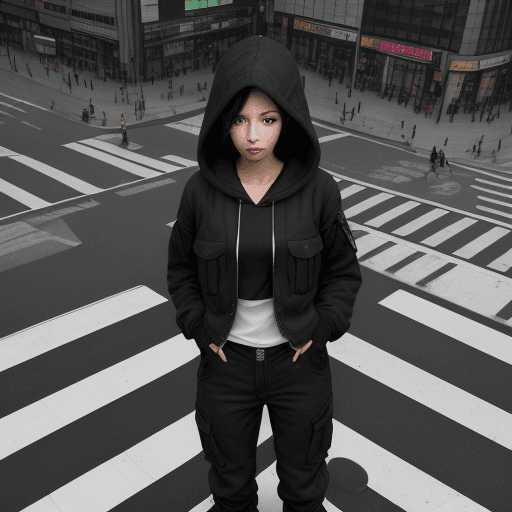 AI generated: Photo of a ultra realistic Photography, aerial view, professional model, standing on massive a compl...