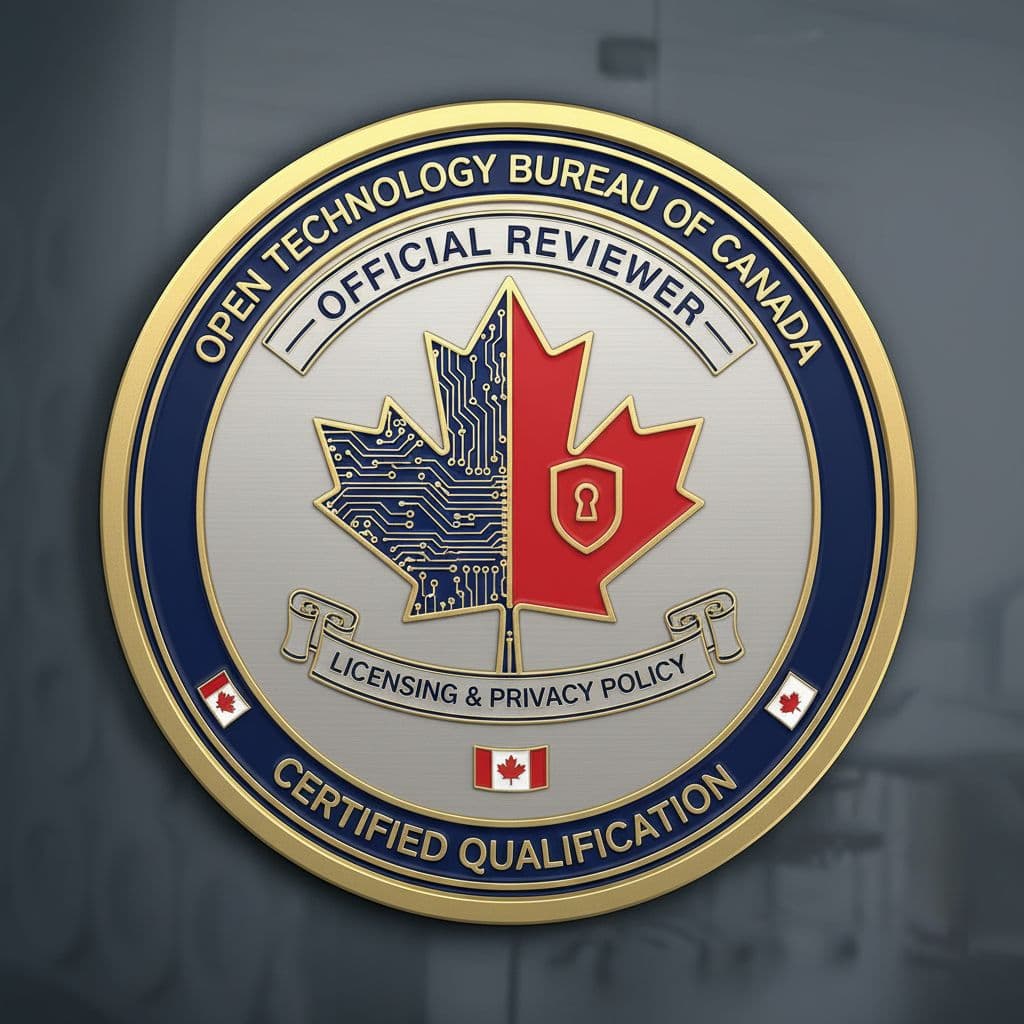 AI generated: Create a professional badge that signifies a qualification from the Open Technology Bureau of Canada...