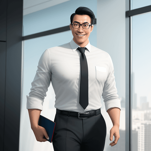 AI generated:  tall and strong , handsome face feature, slice smile, big eyes,with masculine face feature, friendl...