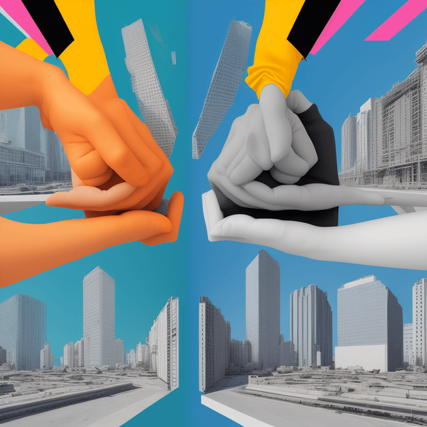AI generated: Create an image on the theme of reality construction. Two realities with a common overlap. The conte...