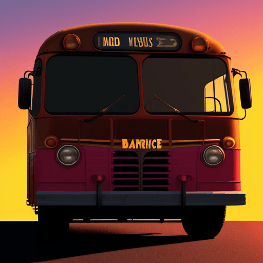 AI generated: a bus, american vintage, retro, pop art, full bus, full body, semihalf side, no human, silhouette, s...