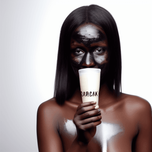 AI generated: dark black woman with milk streaked on her face
