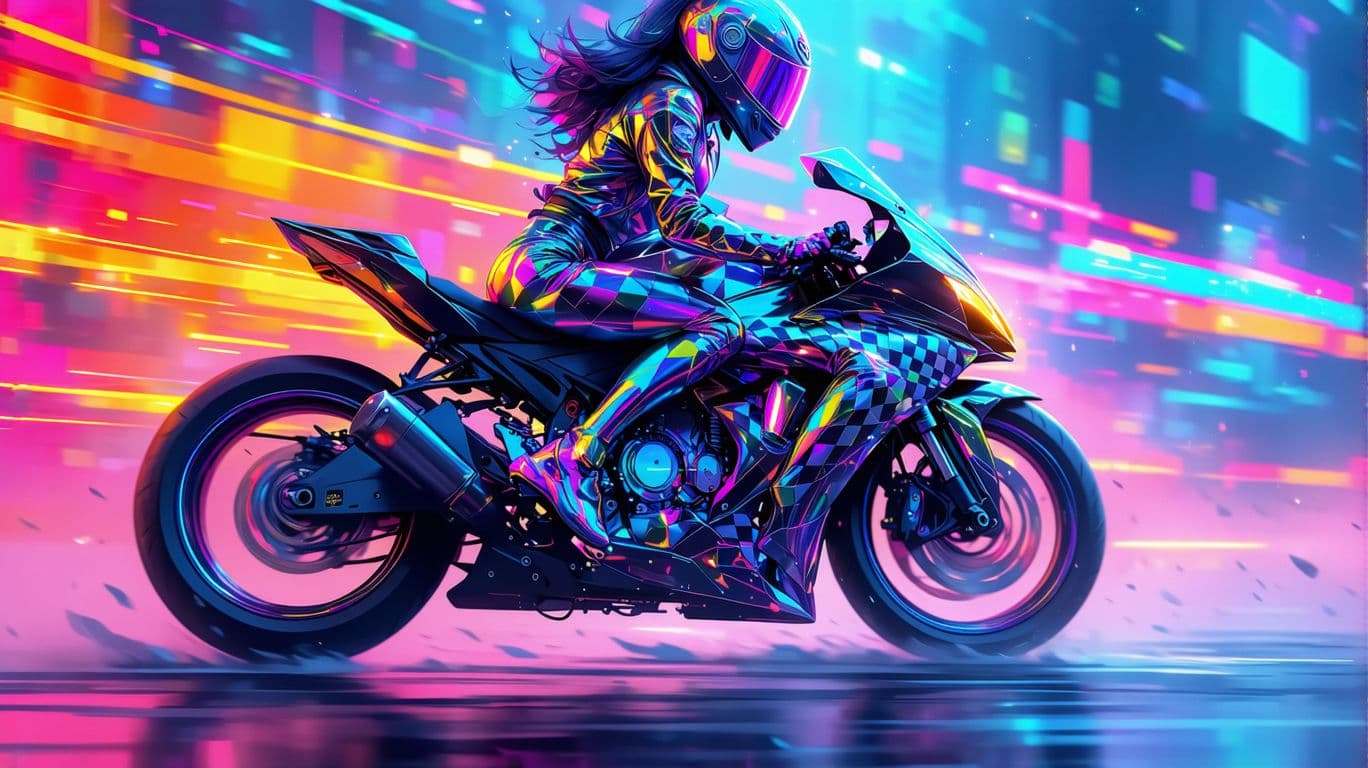 AI generated:  Image is a vibrant abstract digital artwork characterized by swirling, interconnected lines and cir...