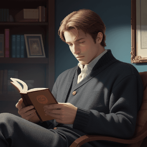 AI generated: reading book with man,pixel art