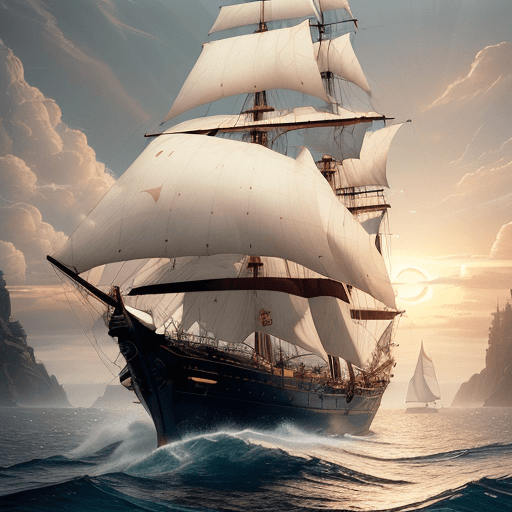 AI generated: Photo of a ultra realistic sailing ship, dramatic light, pale sunrise, cinematic lighting, battered,...