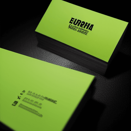 AI generated: High quality business card for the company "Eurropa". Black background, lime green font for the text...
