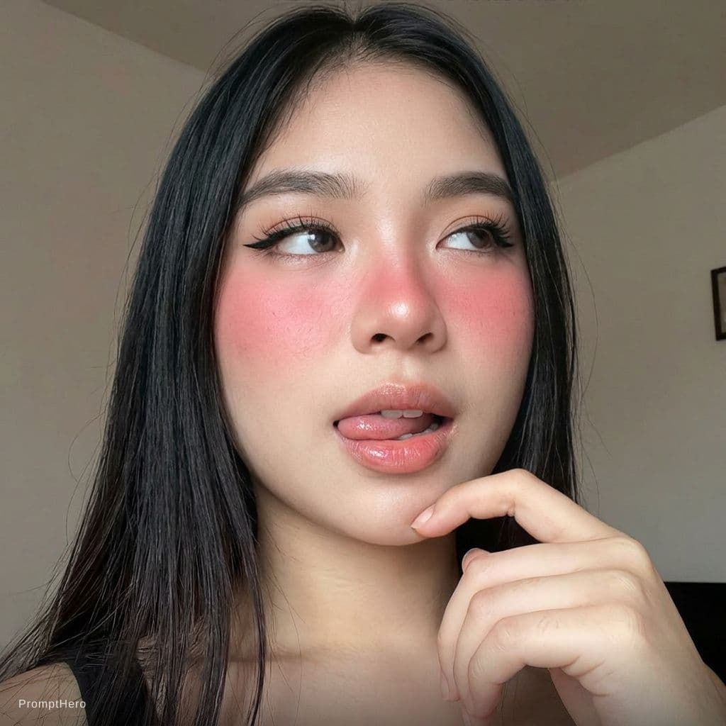 AI generated: "A close-up portrait focusing on a face with an ahegao expression, eyes rolled up to show the whites...
