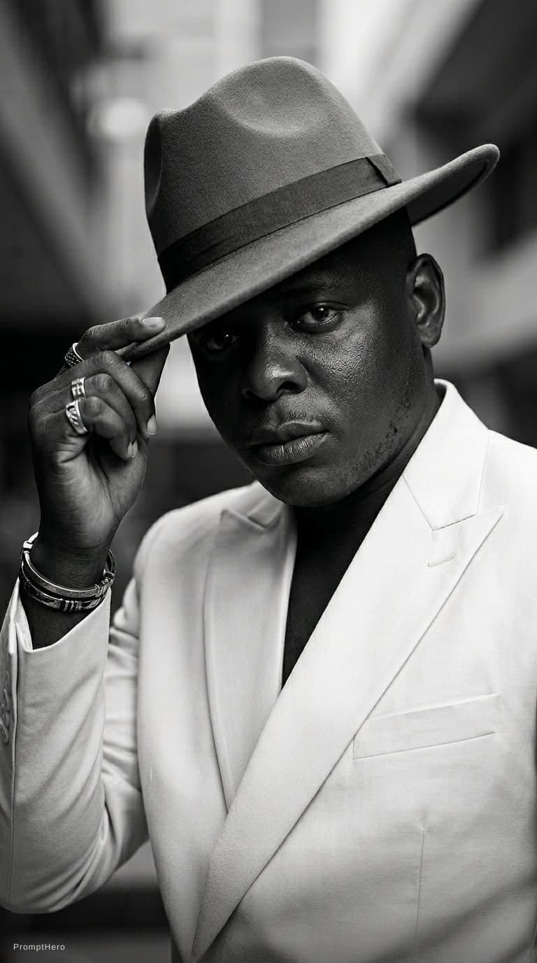AI generated: Ultra-realistic 8K black-and-white

cinematic editorial portrait of a distinguished man in his lat...