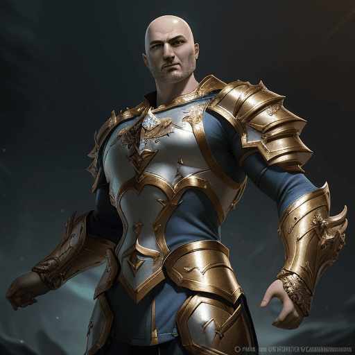 AI generated: bald,A breathtaking, ultra-realistic 3D rendering of the legendary League of Legends champion, God-K...