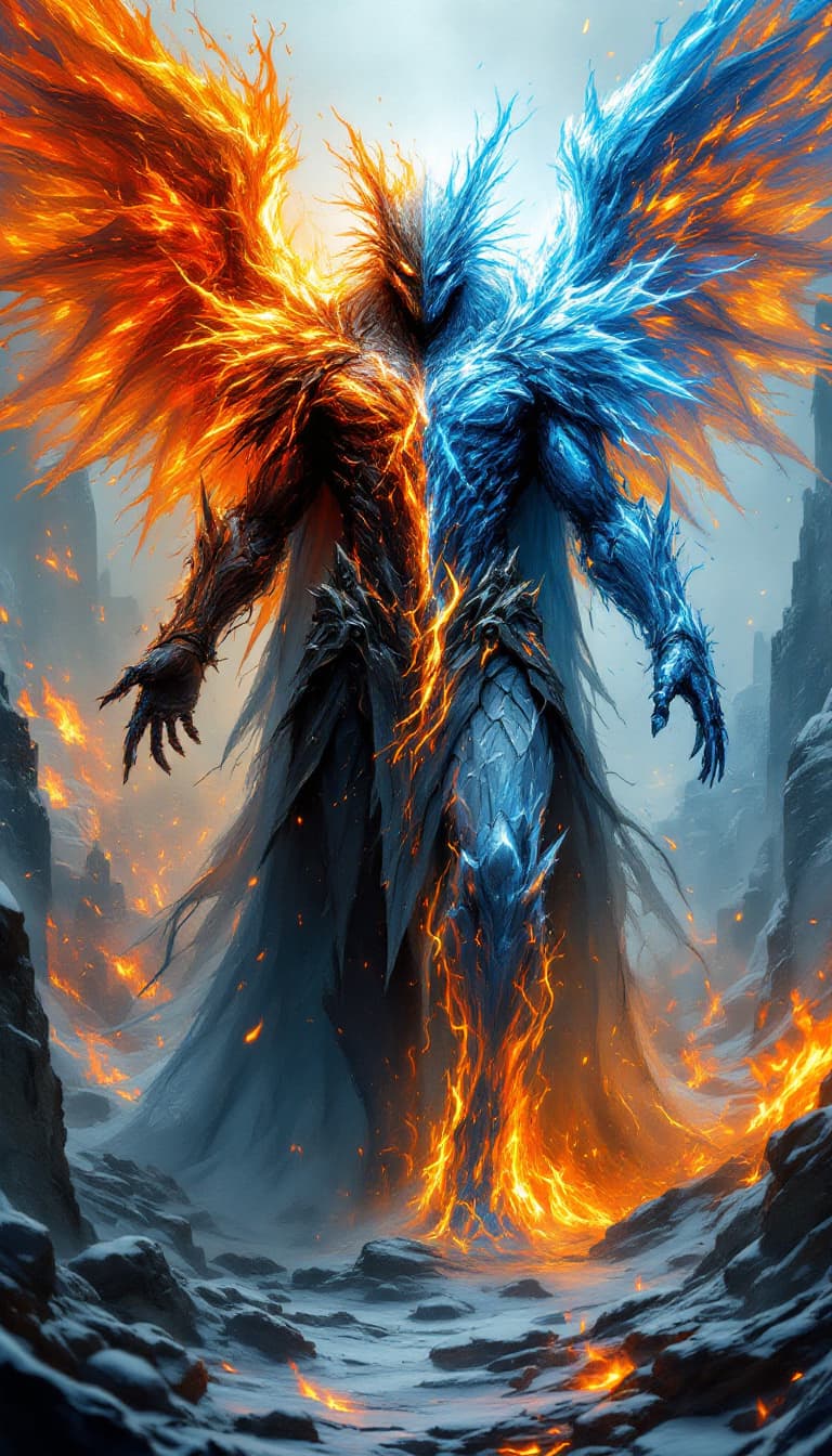 AI generated: Envision an elemental sentinel of a stoic creature embodied as a guardian of both destruction and pr...