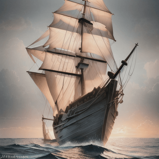 AI generated: Photo of a ultra realistic sailing ship, dramatic light, pale sunrise, cinematic lighting, battered,...