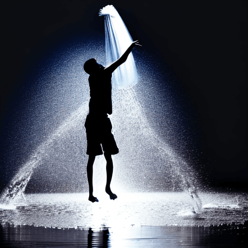 AI generated: water being thrown from off screen.  silhouette. 