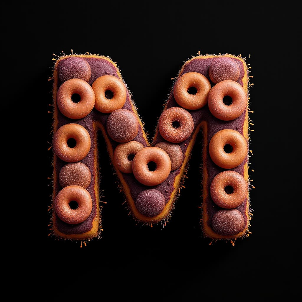 AI generated: Letter “M” in the style of donuts

