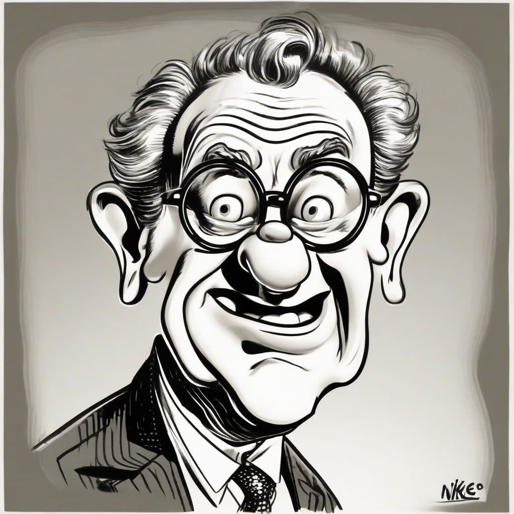 AI generated: A caricature of an elderly politician saying "Yikes!", drawing in the style of Pat Oliphant