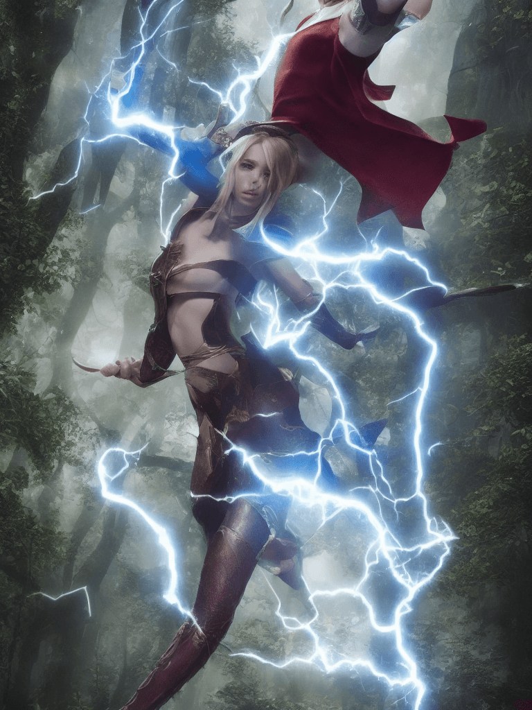 AI generated: Elf with magical powers, full body, character design, full body cinematic lightning, epic fantasy, h...