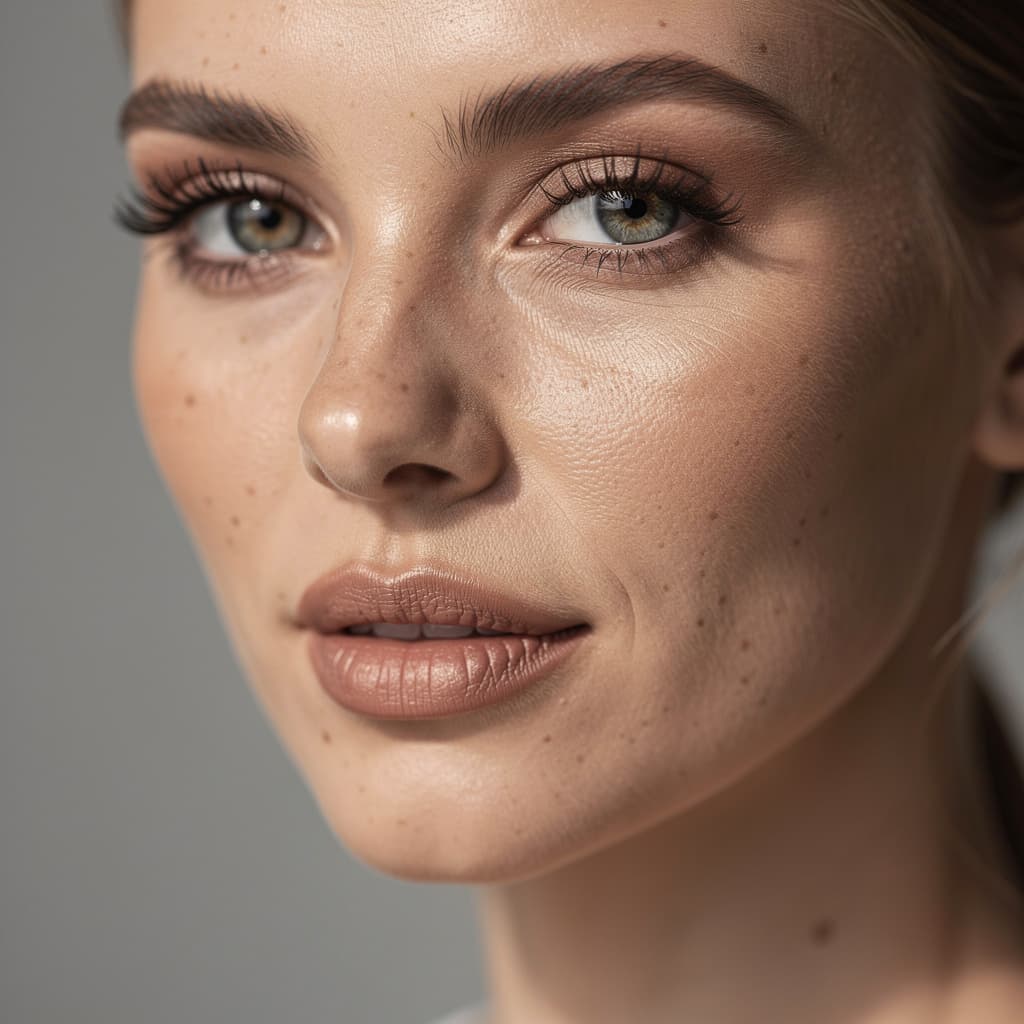 AI generated: beautiful woman's face ultra high resolution, ultra high definition; with texture, not smoothed skin...