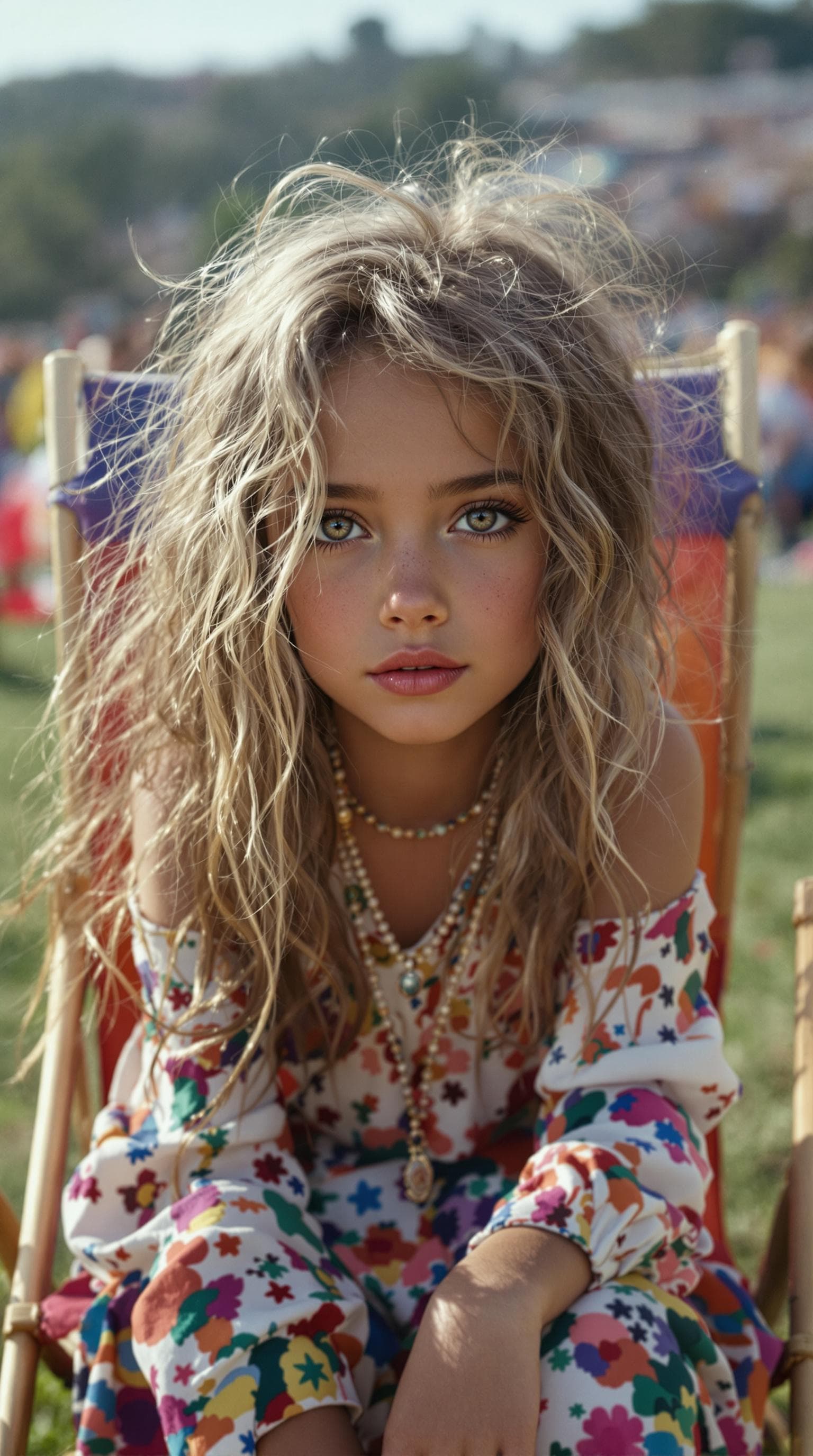 AI generated: a professional photo of a exceptionally beautiful girl in the world (age 7), (seven year old) 1969's...