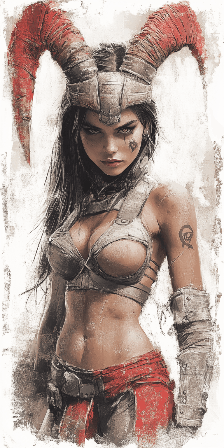 AI generated: demon girl, in the style of comic book art --chaos 75 --ar 1:2 --profile rsy6uq9 --stylize 750