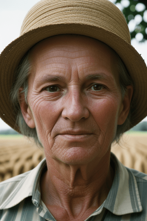 AI generated: Portrait photo of a 60 year old  farmer, close-up, face, dimly lighting, 35mm film photography, Shot...