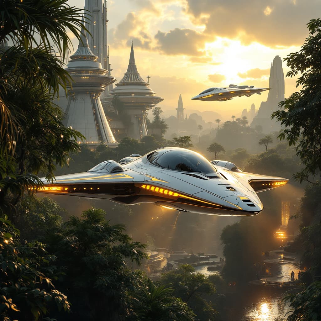 AI generated: 
Futuristic epic adventure, tartaria building in the background with mythological ancient flying spa...