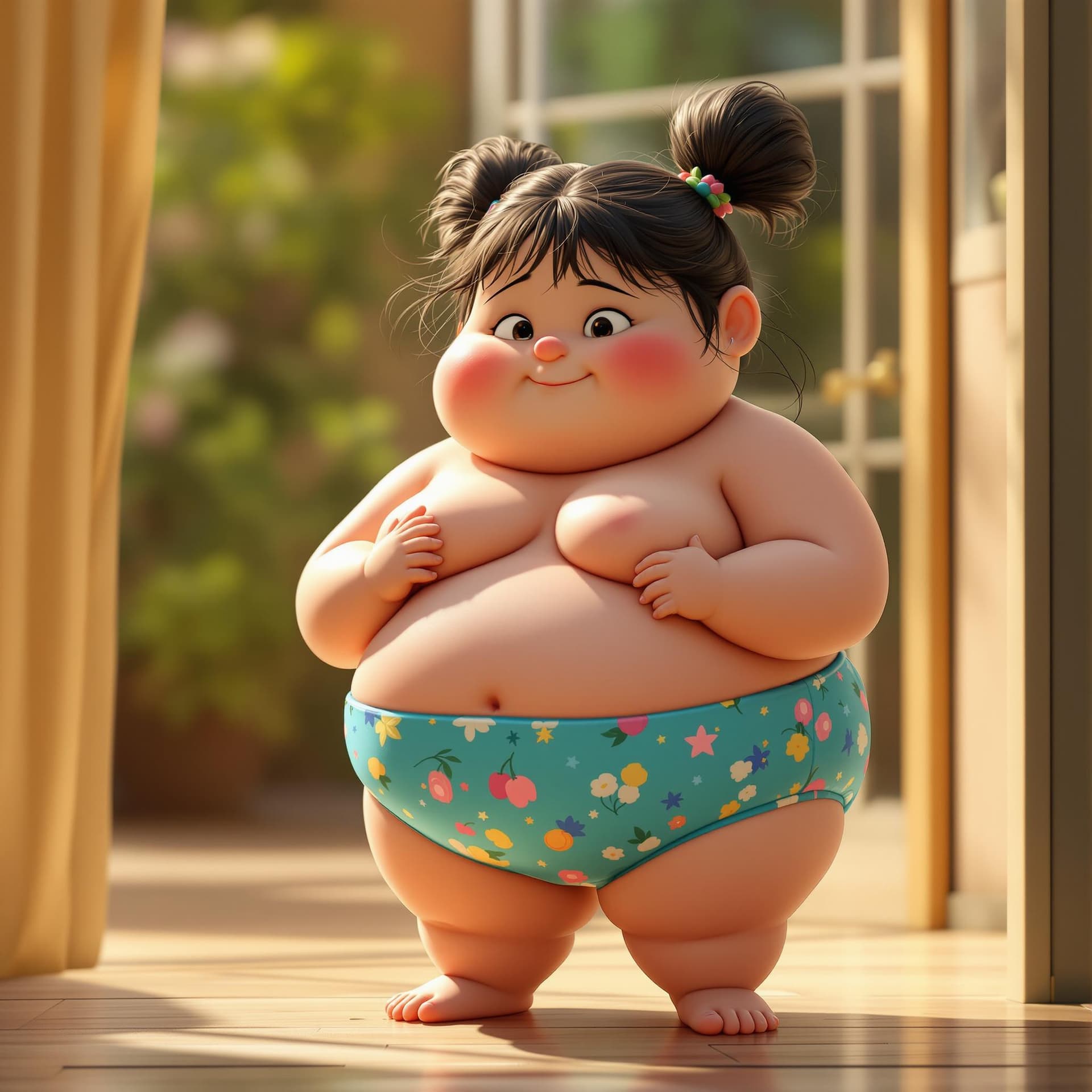AI generated: ((1 girl, elementary school girl, cute, short, very chubby, very fat, heavyset, morbidly obese littl...