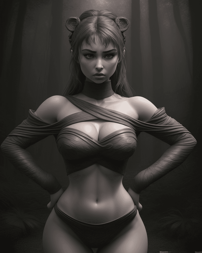 AI generated: highly detailed and realistic 3D model of Sophie Mudd's angry expression, lending an air of intensit...