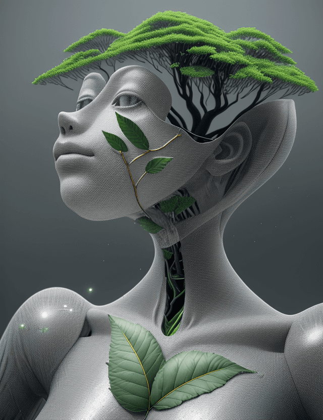 AI generated: On a sparkling lead gray background, a lung made of trees filled with green leaves, a sensation of b...