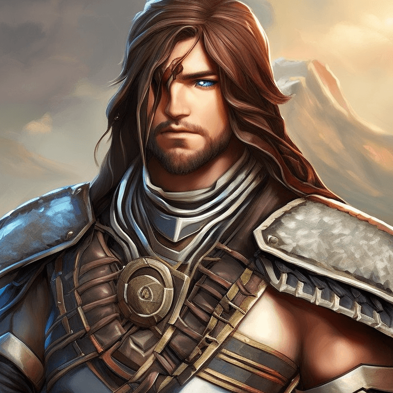 AI generated: A mysterious warrior with long braided hair looks like god of war, leather armor, torn cloak, brown ...